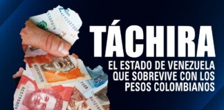 Táchira: el estado de Venezuela que sobrevive con los pesos colombianos La cercanía del estado Táchira, Venezuela, con el Norte de Santander, Colombia, permite que el uso de pesos colombianos en territorio venezolano sea común