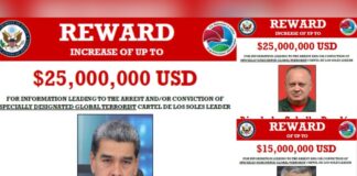 Estados Unidos ofrece recompensa de US$25 millones por Maduro y Cabello, y US$15 millones por Padrino López: «Ayúdanos a derrotar a Maduro y sus compinches» Estados Unidos ofrece recompensa de US$25 millones por Maduro y Cabello, y US$15 millones por Padrino López: "Ayúdanos a derrotar a Maduro y sus compinches"