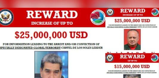 Estados Unidos ofrece recompensa de US$25 millones por Maduro y Cabello, y US$15 millones por Padrino López: "Ayúdanos a derrotar a Maduro y sus compinches"