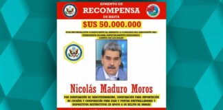 Eurodiputados exhiben afiches de la recompensa que ofrece Estados por Nicolás Maduro Eurodiputados exhiben afiches de la recompensa que ofrece Estados por Nicolás Maduro