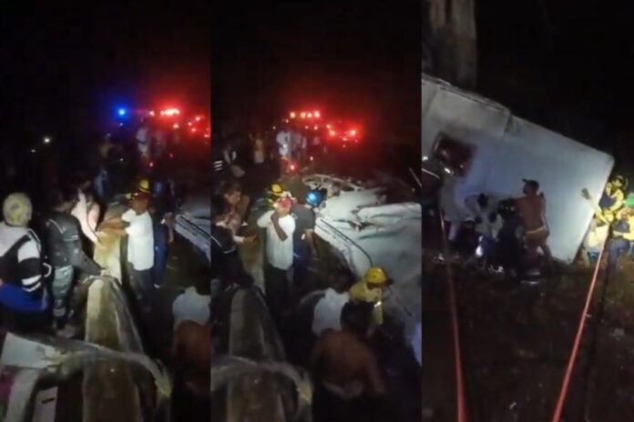 Tragedia en Choroní: Mujer fallecida y 35 heridos tras caída de autobús por un barranco Tragedia en Choroní: Mujer fallecida y 35 heridos tras caída de autobús por un barranco