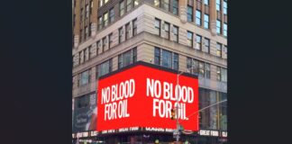 Valla publicitaria aparece en Times Square promoviendo narrativa madurista contra el despliegue militar en el Caribe Valla publicitaria aparece en Times Square promoviendo narrativa madurista contra el despliegue militar en el Caribe